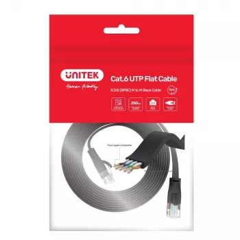 Unitek Ethernet kabelis Cat6 UTP RJ45 5 m, juodas, vientisas laidininkas, 250 MHz, auksuoti kontaktai