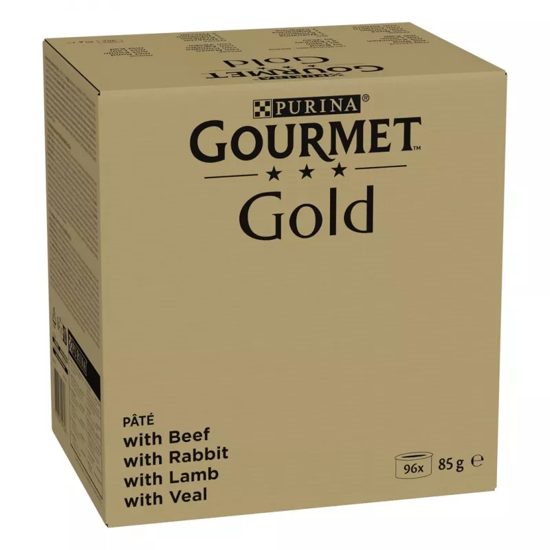 Šlapias kačių ėdalas Purina Nestlé GOURMET Gold Mus Mix — 96 x 85 g, 4 skoniai, suaugusioms katėms, 77,5% drėgmės