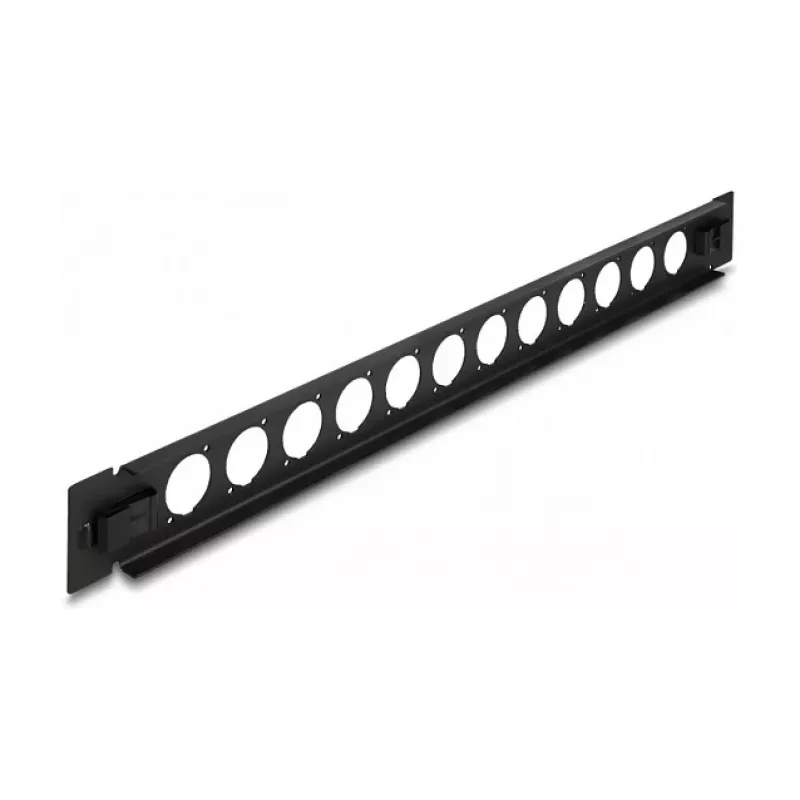 Patch panel DeLOCK 19 colių D tipo 12 prievadų be įrankių juodas