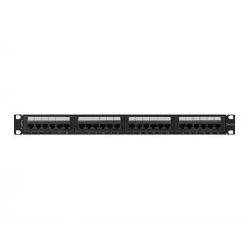 Pataisų skydas 1U LANBERG PPUA-1024-B, 24 prievadai, Cat6a, U/UTP, 1U stovas, gylis 102 mm, metalinis, juodas