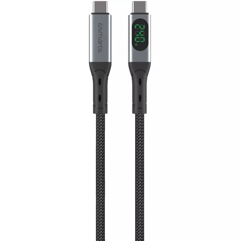 USB-C kabelis 4smarts 541438 USB4 Gen 2x2 1,5 m USB-C juodai pilkas