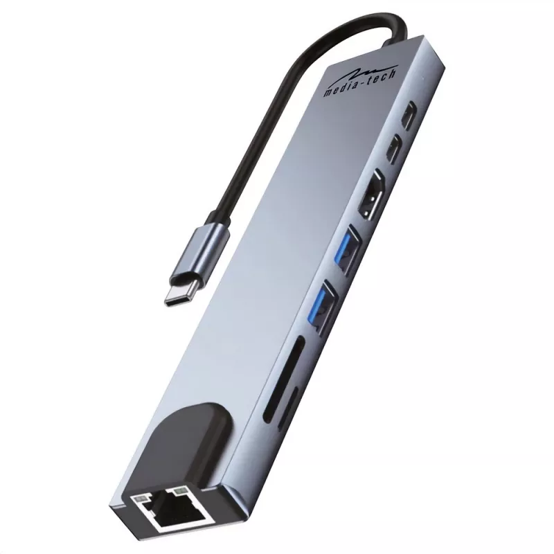 MEDIA-TECH USB 8 IN 1 GIGA LAN HUB MT5046