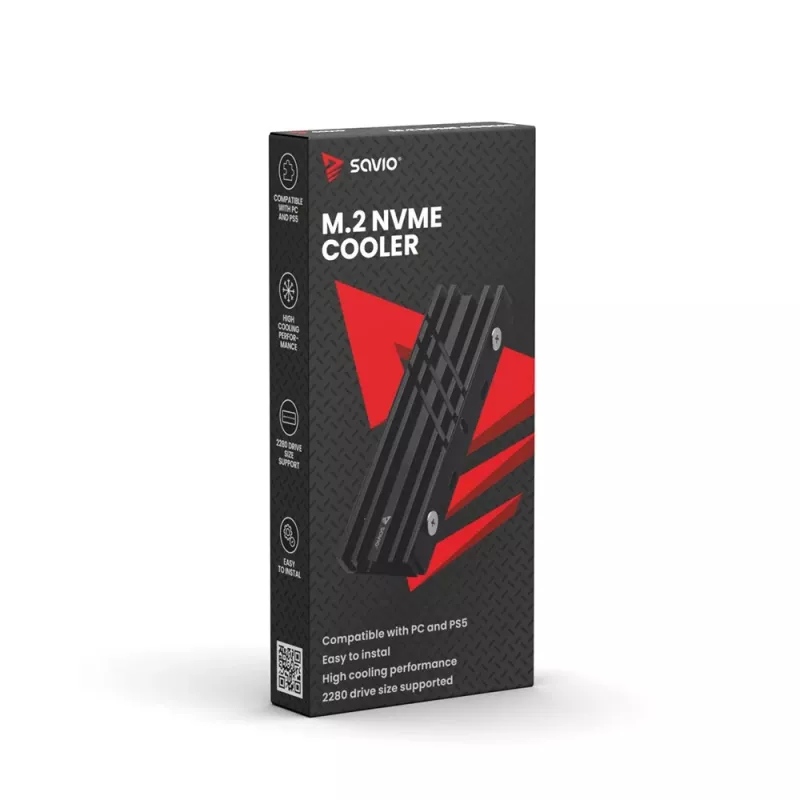 Oro aušintuvas SAVIO M.2 NVMe 2280 AK-60 Juodas šilumos šalintuvas 22x80 mm SSD