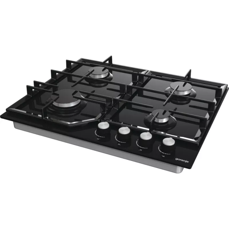 Dujinė kaitlentė Gorenje GT641KB, įmontuojama 60 cm, 4 dujų zonos, grūdintas stiklas, ketaus grotelės, sukamosios rankenėlės