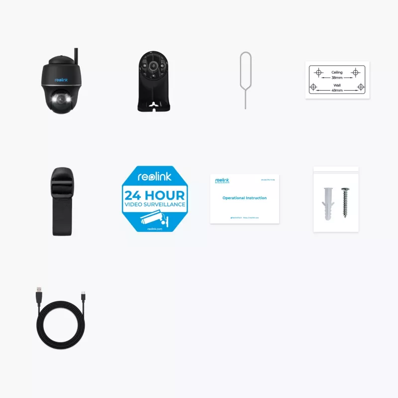 Reolink IP kamera ARGUS PT 5MP TYP-C juoda Baterija