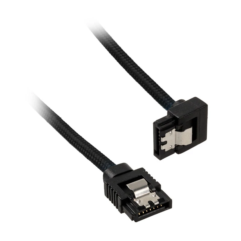 Corsair CC-8900278 Premium SATA kabelis su pynimu, kampuotas, 30 cm, juodas, 2 vnt. paketas