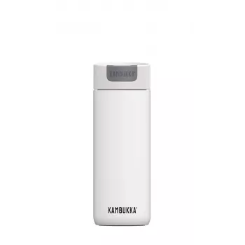 Termo puodelis Kambukka Olympus 500 ml – 18/10 nerūdijantis plienas, vakuuminė izoliacija, apsauga nuo išsiliejimo, neslystantis dugnas, baltas