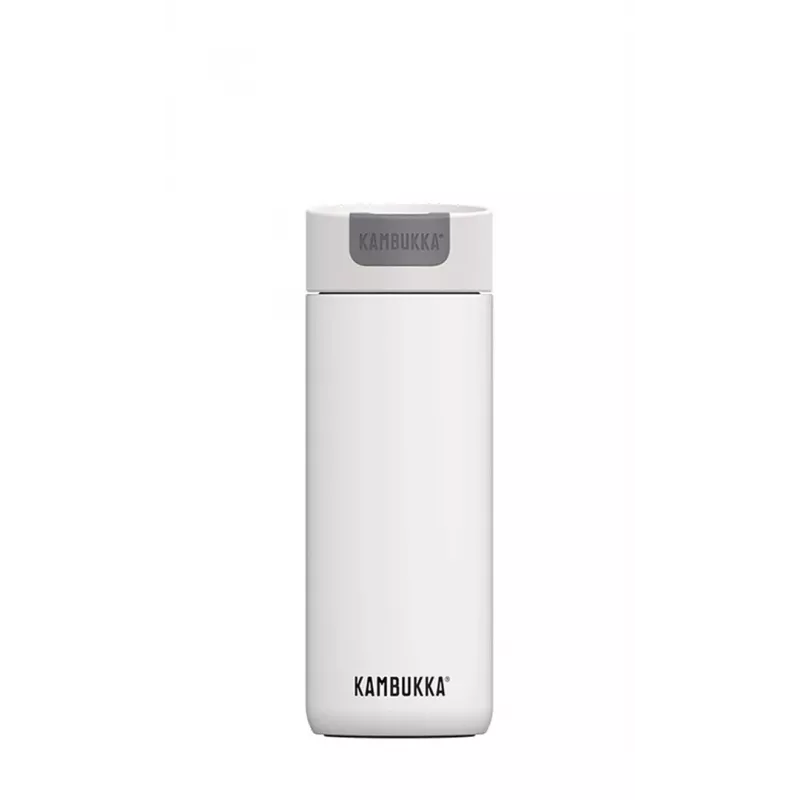 Termo puodelis Kambukka Olympus 500 ml – 18/10 nerūdijantis plienas, vakuuminė izoliacija, apsauga nuo išsiliejimo, neslystantis dugnas, baltas