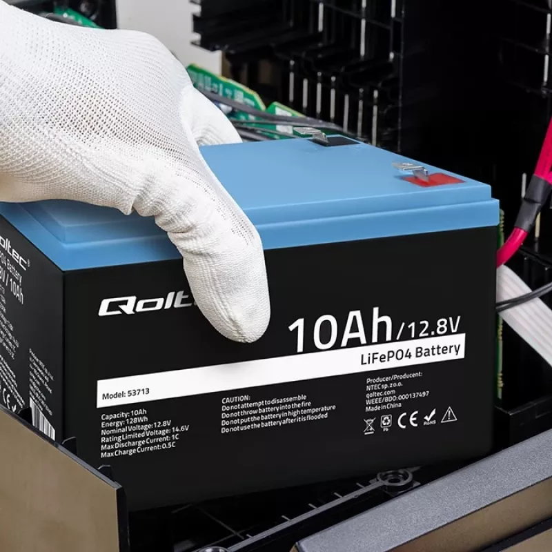 Įkraunama LiFePO4 baterija QOLTEC 10Ah 12.8V 128Wh su integruotu BMS