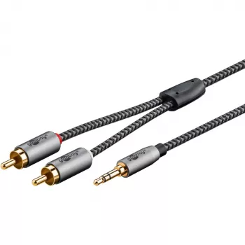 Goobay 65284. Anschluss 1: 3.5mm, Steckverbinder 1 Geschlecht: Männlich, Anschluss 2: 2 x RCA, Steckverbinder 2 Geschlecht: Männlich, Kabelmaterial: K