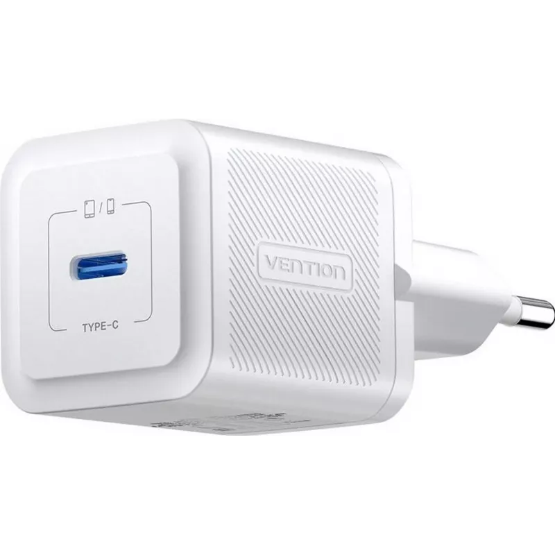 Vention FEPW0-EU 20W USB-C sieninis kroviklis išmaniesiems telefonams, planšetėms, išmaniesiems laikrodžiams, ausinėms, baltas