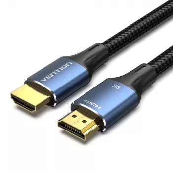 Vention HDMI-A vyriškas-į-vyrišką laidas, medvilninis pynimas, 8K, 5 m, mėlynas, aliuminio lydinio tipas