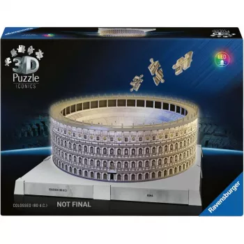 3D dėlionė Ravensburger Iconics Colosseum Roma – 216 dalių, su LED šviesa