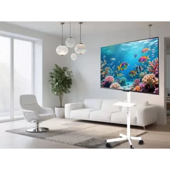 Gembird mobilus TV stovas su ratukais 32–55 col., baltas, VESA 100x100–400x400, 30 kg