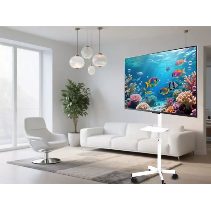 Gembird mobilus TV stovas su ratukais 32–55 col., baltas, VESA 100x100–400x400, 30 kg