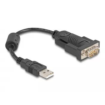 DeLOCK 61549 Serijinis kabelis, juodas, 0,25 m, USB Type-A – RS-232