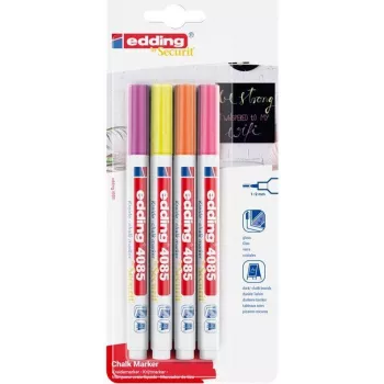 Marker Edding 4085/4N – kreidinis markeris 1–2 mm, neoninis, 4 vnt. rinkinys