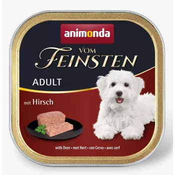 Šlapias šunų maistas animonda Vom Feinsten Adult, elnio skonio, 150 g padėklas, 10,5% baltymų, 4,5% riebalų