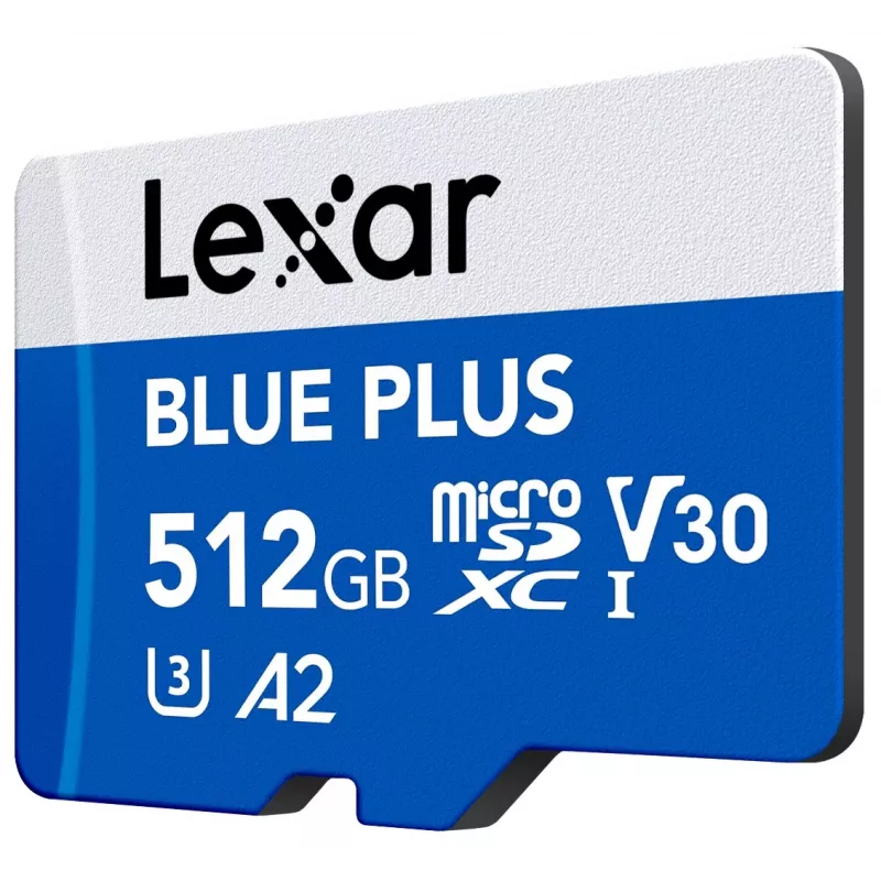 Lexar BLUE PLUS 512 GB MicroSDXC atminties kortelė, UHS-I, skaitymo greitis 170 MB/s, U3/V30