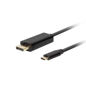 Vaizdo kabelio adapteris LANBERG CA-CMDP-10CU-0010-BK USB Type-C į DisplayPort 1 m, DisplayPort 1.2, iki 3840×2160@60Hz, HDR