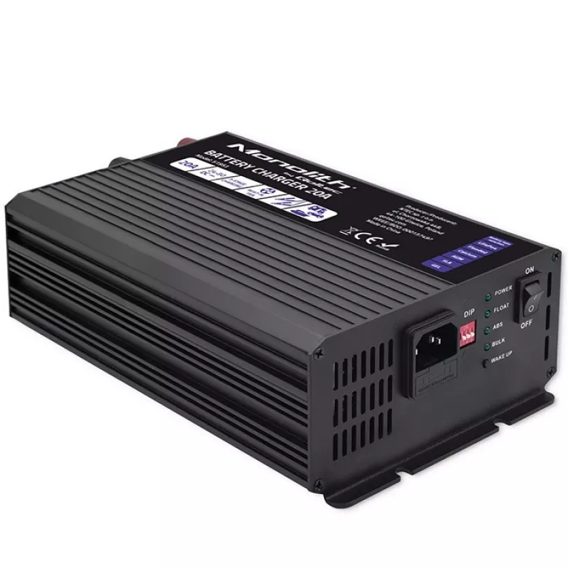 Qoltec Smart Monolith baterijų įkroviklis LiFePO4 AGM GEL SLA akumuliatoriams | 20A | 24V