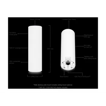 Ubiquiti UniFi U6-Mesh WiFi 6 prieigos taškas AX5300 5.3 Gbps IPX5 atsparus vandeniui – baltas