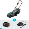 Akumuliatorinė vejapjovė PowerMax 37/36V P4A paruoštas naudoti rinkinys, 36V (2x18V), juoda/pilka, 2x ličio jonų akumuliatorius 4,0 Ah, POWER FOR ALL ALLIANCE