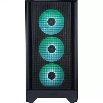 Korpusas Silentware Flow 110 A-RGB Black – vidutinis bokštas, grūdinto stiklo šoninis dangtis