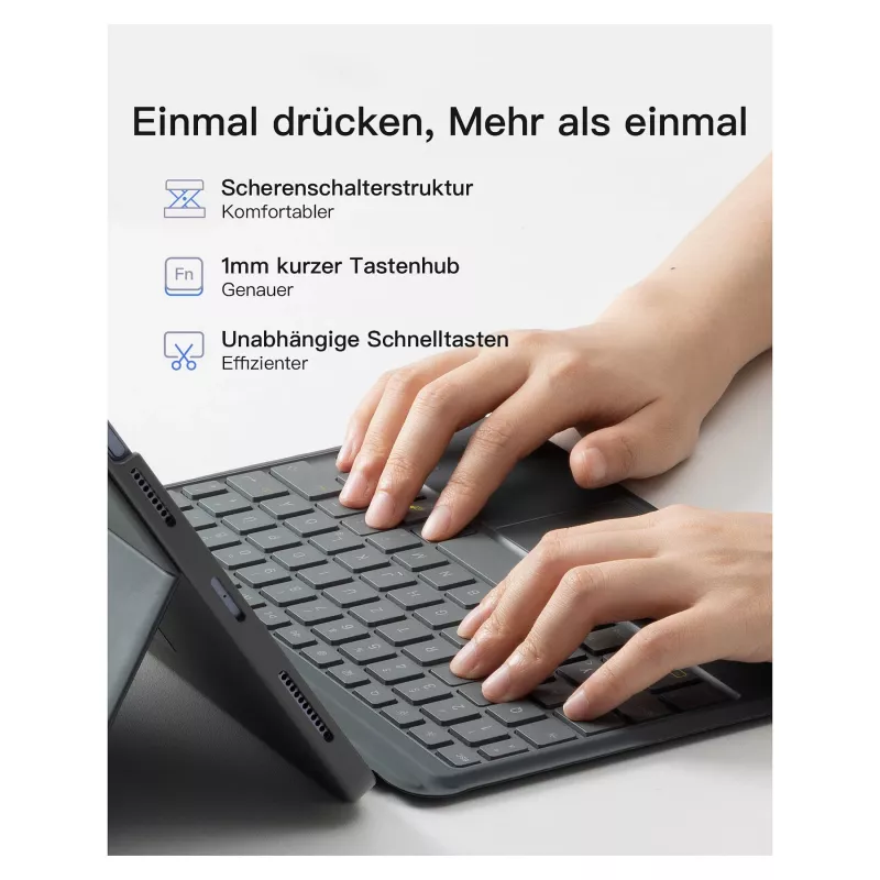 inateck klaviatūra iPad 11 ir iPad 10 kartos, QWERTZ, pilka