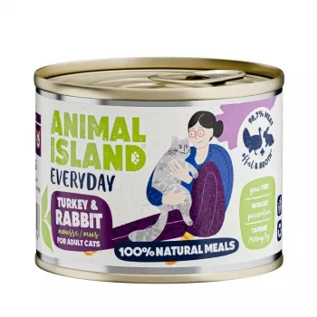 ANIMAL ISLAND Everyday Turkey and rabbit šlapias kačių ėdalas – 200g