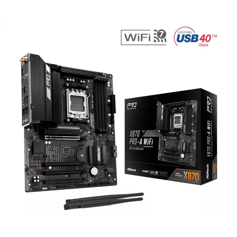 ASRock X870 Pro-A WiFi AMD X870 AM5 ATX pagrindinė plokštė