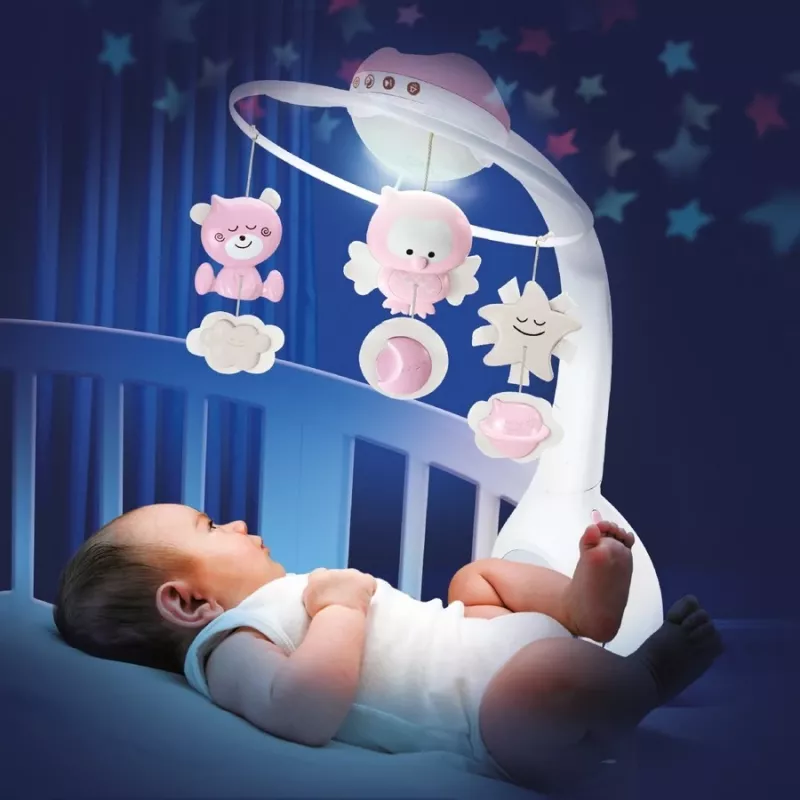 Muzikinė dėžutė kūdikiams B-kids 3in1 Infantino 150302050 — pudrinė rožinė, 3-in-1 raminantis žaislas
