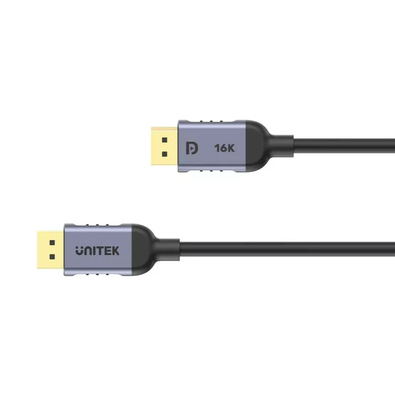 DisplayPort kabelis Unitek C1626GY01-1.5M — 1,5 m, DisplayPort 2.1, Kištukinis-Kištukinis, 360 Hz, 15360×8640, Pilka