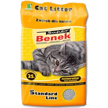 Super Benek Compact Natural 25 L – kauliantis bentonitinis kačių kraikas, pilki granulės, biologiškai skaidus