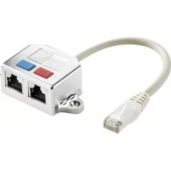 Renkforce RJ45 tinklo T adapteris CAT 5e [2x RJ45 lizdas - 1x RJ45 kištukas] 15 cm metalinis (RF-4538140)