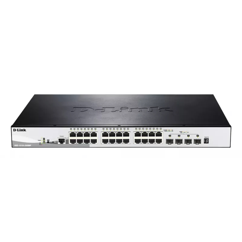 D-Link DGS-1510-28XMP valdomas L2/L3 Gigabit Ethernet (10/100/1000) maitinimas per Ethernet (PoE) juodas, pilkas