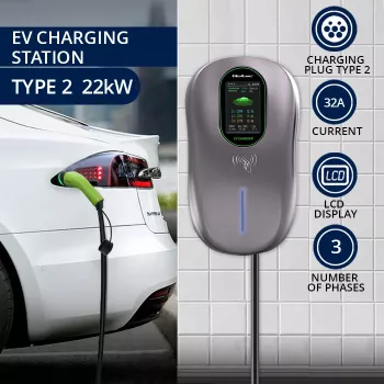 EV įkrovimo stotelė QOLTEC 52430 22 kW Wi‑Fi RFID 3 fazės, 32 A, Type 2, IP54