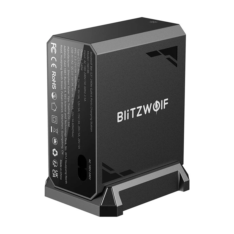 Blitzwolf BW-S31 6 prievadų tinklo įkroviklis 2xUSB-A, 4xUSB-C, PD, 240 W