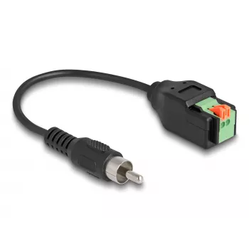DeLOCK RCA kištukinis laidas į gnybtų bloką su mygtuku 15 cm