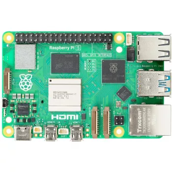 Vienos plokštės kompiuteris Raspberry Pi 5 kūrimo plokštė – 2400 MHz Arm Cortex-A76, iki 16 GB LPDDR4x, MicroSD, USB 3.2, Wi‑Fi 5
