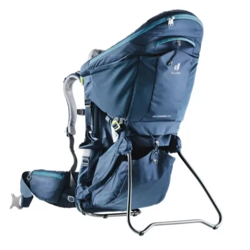 Kuprinė nešiojimui vaikams Deuter Kid Comfort Pro, mėlyna, poliamidas, maks. 22 kg, skėtis nuo saulės, šoninė kišenė