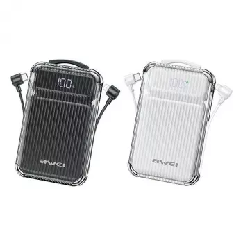 Powerbank 10000mAh 38,5 W P89K su integruotais kabeliais