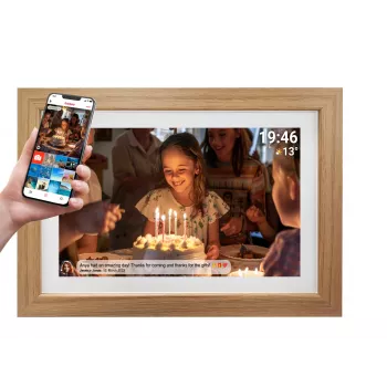 Denver PFF-1543LW skaitmeninis nuotraukų rėmelis 39,6 cm (15,6 inch) jutiklinis ekranas Wi-Fi šviesiai ruda