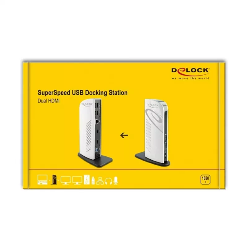 USB dokų stotelė DeLOCK 87771 Dviguba HDMI Full-HD USB 3.2 LAN Garsas