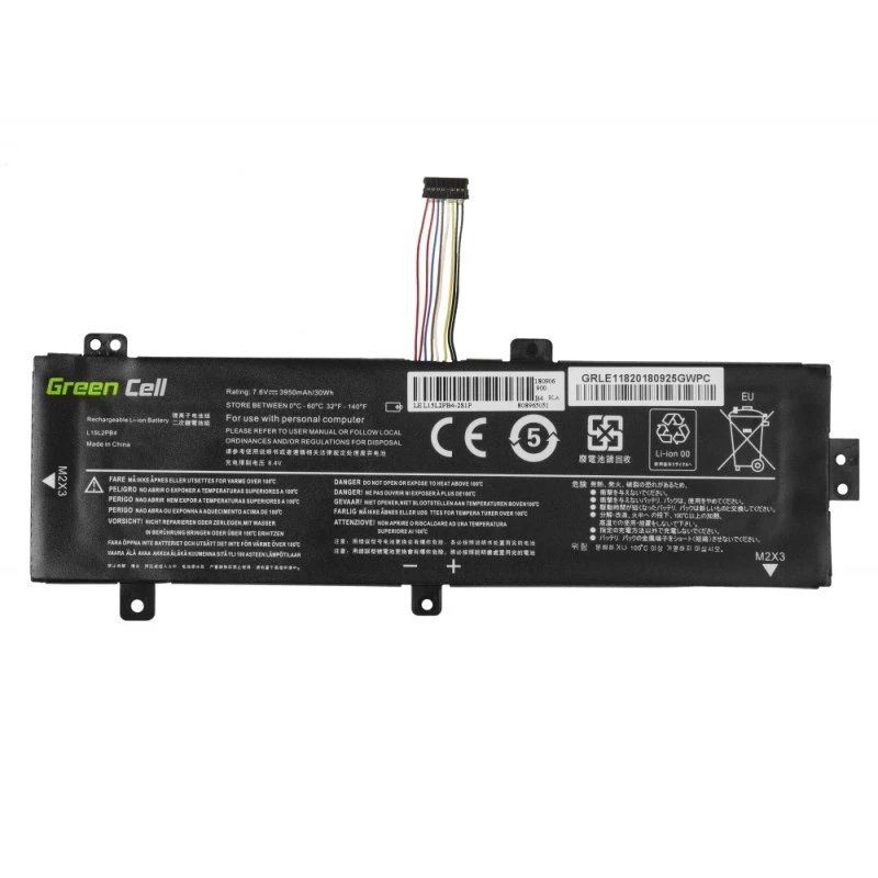 Baterija Green Cell LE118, skirta Lenovo Ideapad 310-15 (7,6 V, 3500 mAh, 4 elementai, LiPo, juoda)