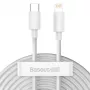 Baseus Simple Wisdom duomenų kabelių rinkinys USB-C į Lightning PD 20W (2 vnt.) 1,5 m baltas