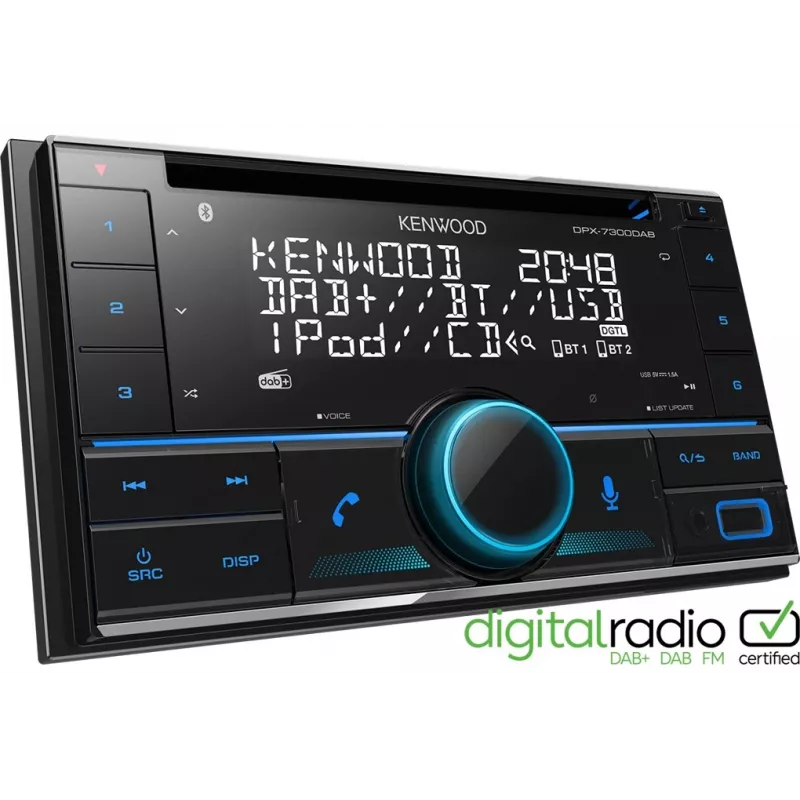 Kenwood DPX-7300DAB 2 DIN automobilinis medijos imtuvas su DAB+ radiju ir Bluetooth