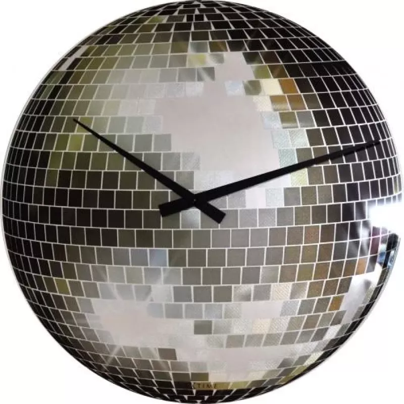 NeXtime klok 8801 Small Disco sieninis laikrodis, sidabrinis, Ø30 cm