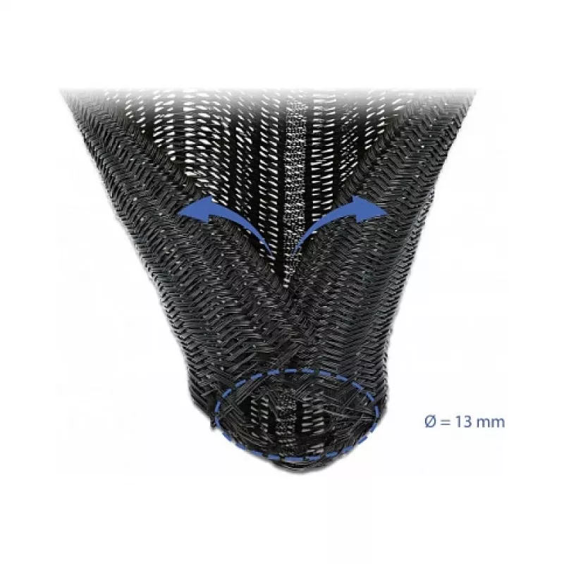 Pintas kabelių movimas DeLOCK 18909 5 m x 13 mm juodas
