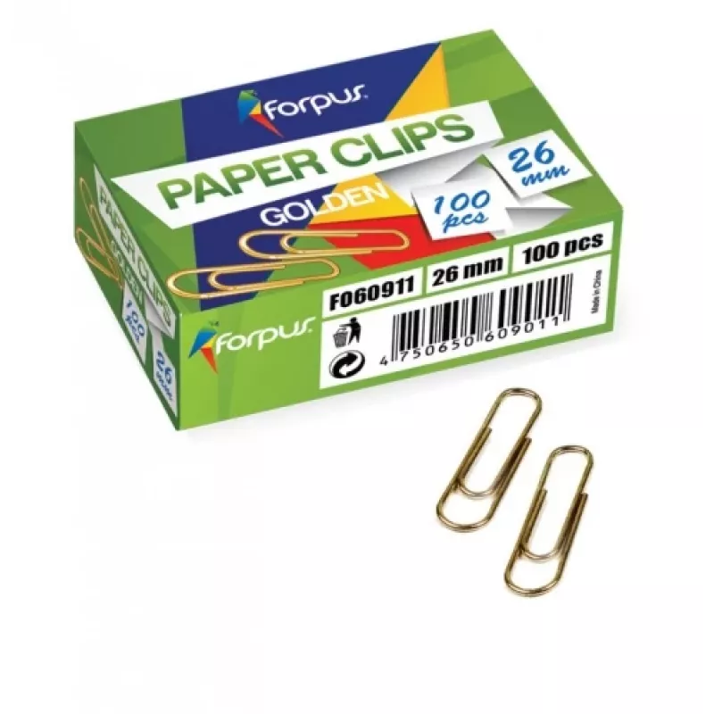 Segtuvai Forpus, geltonas metalas, 26 mm apskriti (100 vnt.) 1104-006